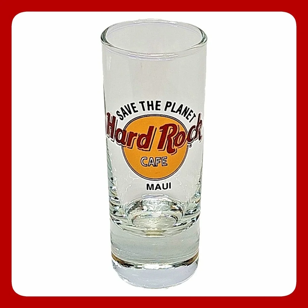 Vintage Hard Rock Cafe Maui Shooter Glass 4.5in Clear Save Planet Barware Retro